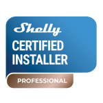 Shelly Certified Installer Professional badge for approved smart electrical installations