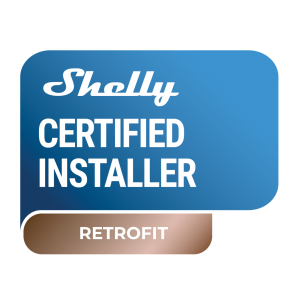 Shelly Certified Installer Retrofit badge for upgrading existing electrical systems